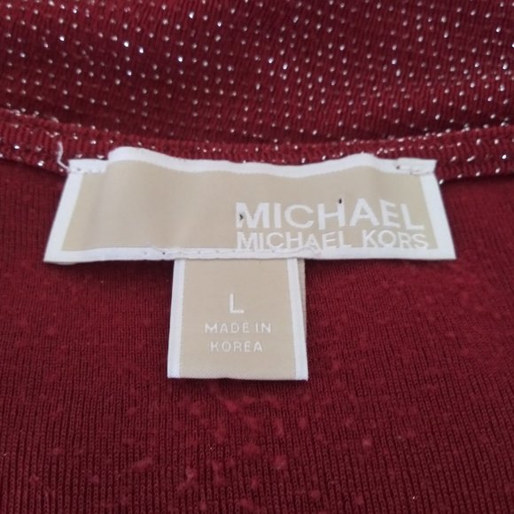 Michael Kors Burgundy Red Metallic Wrap Top Size Large Sleeveless Knit - Picture 4 of 4